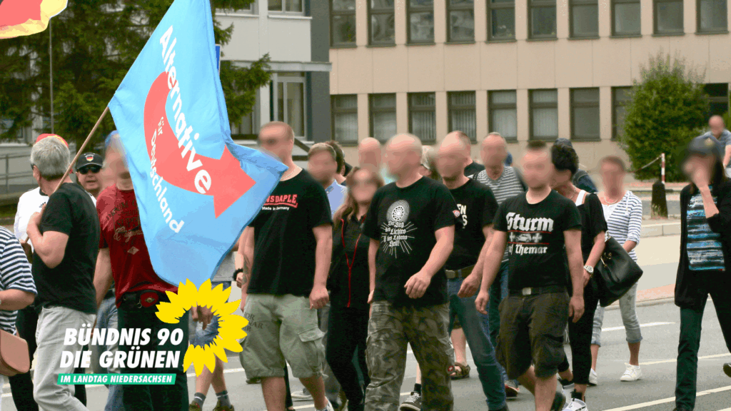 Neonazis bei einer AfD-Demo in Salzgitter 2018